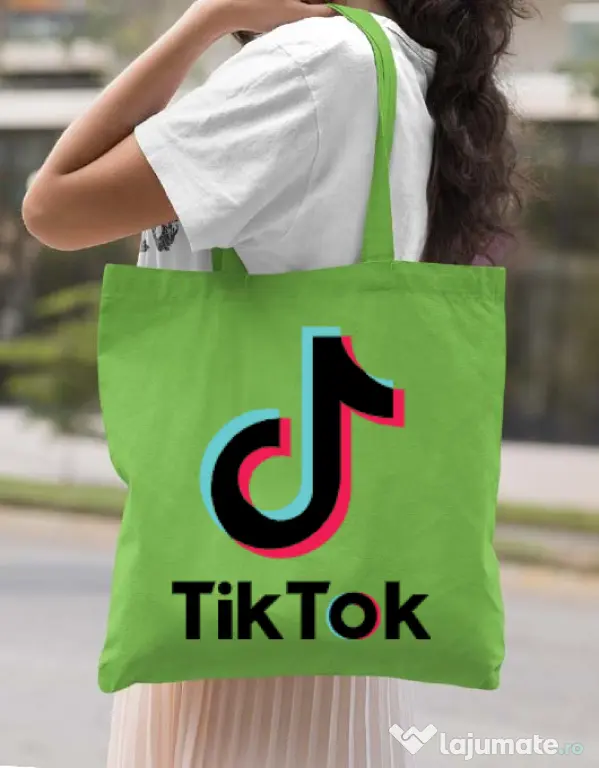 Sacosa din panza Tik Tok Verde mar