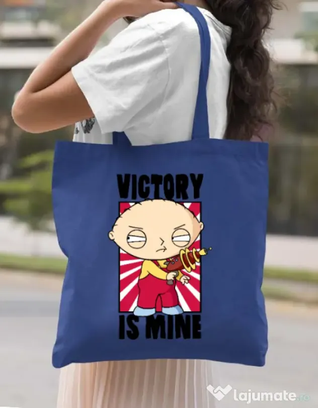Sacosa din panza Victory is mine Albastru regal