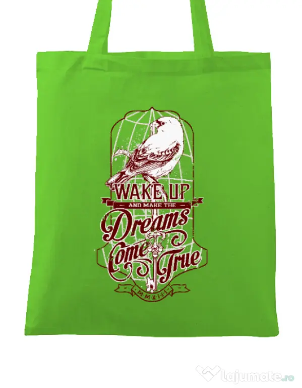 Sacosa din panza Wake up Verde mar