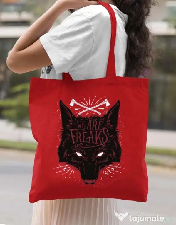 Sacosa din panza We are freaks Rosu