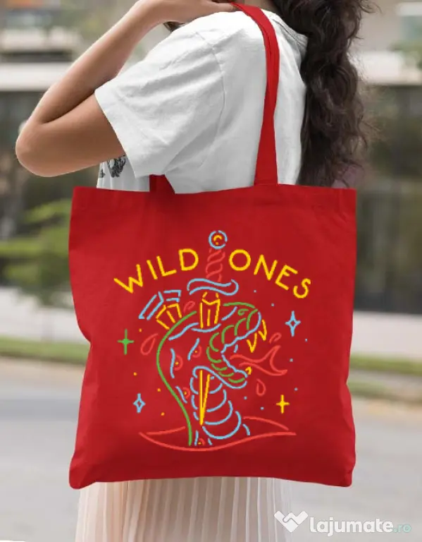 Sacosa din panza Wild ones Rosu