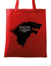 Sacosa din panza Winter is coming Stark Rosu