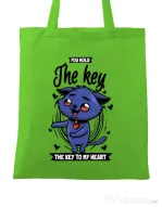 Sacosa din panza You hold the key Verde mar