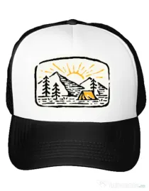 Sapca personalizata Hand drawn camp Alb
