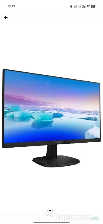 Monitor LED IPS Philips 23.8", Full HD, Ultra-narrow, 75Hz, DVI, HDMI, Flicker-Free, Negru, 243V7QDSB