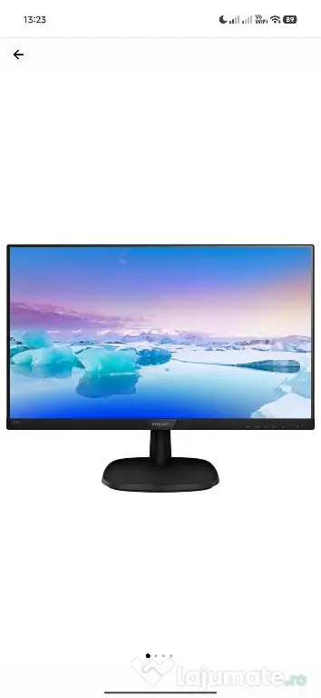 Monitor LED IPS Philips 23.8", Full HD, Ultra-narrow, 75Hz, DVI, HDMI, Flicker-Free, Negru, 243V7QDSB