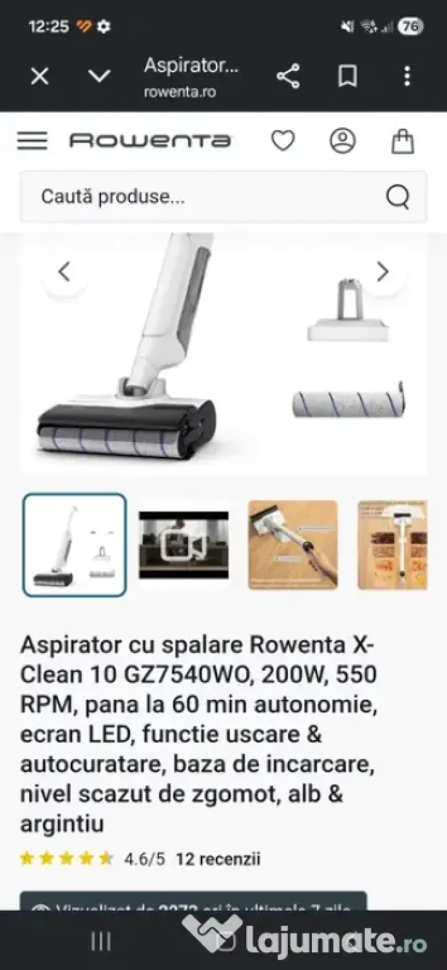 Aspirator vertical fara fir cu spalare Rowenta X-Clean 10 GZ7540WO 200w