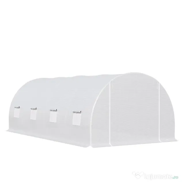 Outsunny Tunnel Sera de gradina pentru plante din PE cu tevi metalice 6x3x2m Alb | Aosom Romania