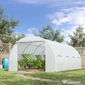 Outsunny Tunnel Sera de gradina pentru plante din PE cu tevi metalice 6x3x2m Alb | Aosom Romania 