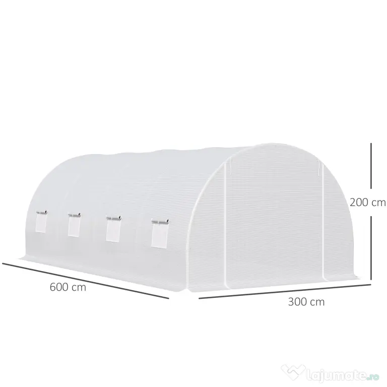 Outsunny Tunnel Sera de gradina pentru plante din PE cu tevi metalice 6x3x2m Alb | Aosom Romania