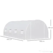 Outsunny Tunnel Sera de gradina pentru plante din PE cu tevi metalice 6x3x2m Alb | Aosom Romania 