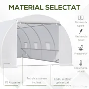 Outsunny Tunnel Sera de gradina pentru plante din PE cu tevi metalice 6x3x2m Alb | Aosom Romania 