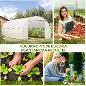 Outsunny Tunnel Sera de gradina pentru plante din PE cu tevi metalice 6x3x2m Alb | Aosom Romania 