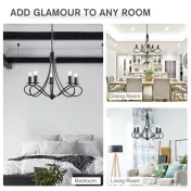 HOMCOM Lustră Suspendată Design Împletit, Candelabru Oțel cu 5 Brațe, Iluminat Elegant Sufragerie 158x45 cm, Negru | Aosom Romania 