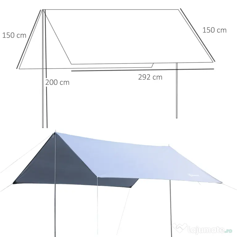 Outsunny Cort de Plajă Portabil Dublu cu Protecție UV și Geantă de Transport, 3x3 m, Alb | Aosom Romania