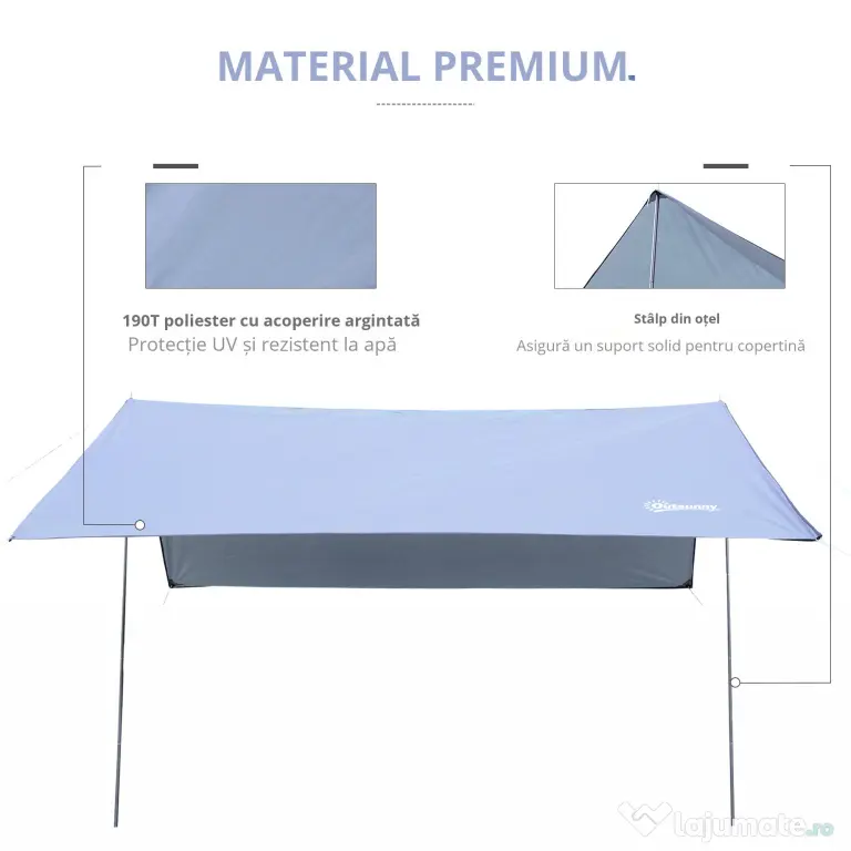 Outsunny Cort de Plajă Portabil Dublu cu Protecție UV și Geantă de Transport, 3x3 m, Alb | Aosom Romania