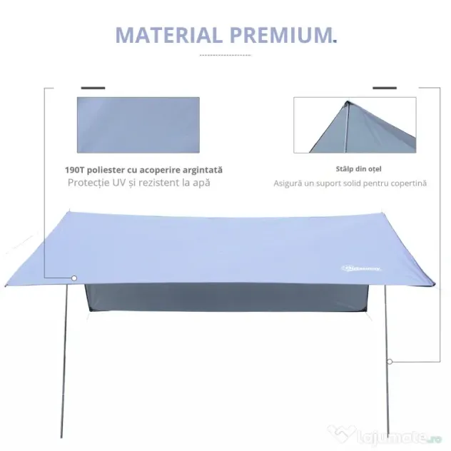 Outsunny Cort de Plajă Portabil Dublu cu Protecție UV și Geantă de Transport, 3x3 m, Alb | Aosom Romania