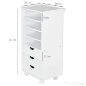 Vinsetto Dulap cu sertare pentru Birou din Lemn alb 40 x 30 x 83cm | AOSOM.it | Aosom Romania