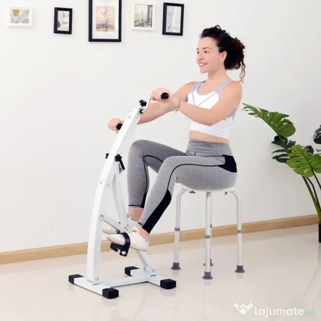 bicicleta fitness, cu pedale, reglabila, cu 6 niveluri, HOMCOM Pedale Picioare si Brate Manual | Aosom Romania