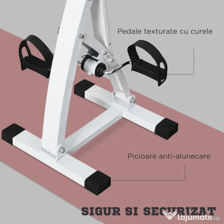 bicicleta fitness, cu pedale, reglabila, cu 6 niveluri, HOMCOM Pedale Picioare si Brate Manual | Aosom Romania
