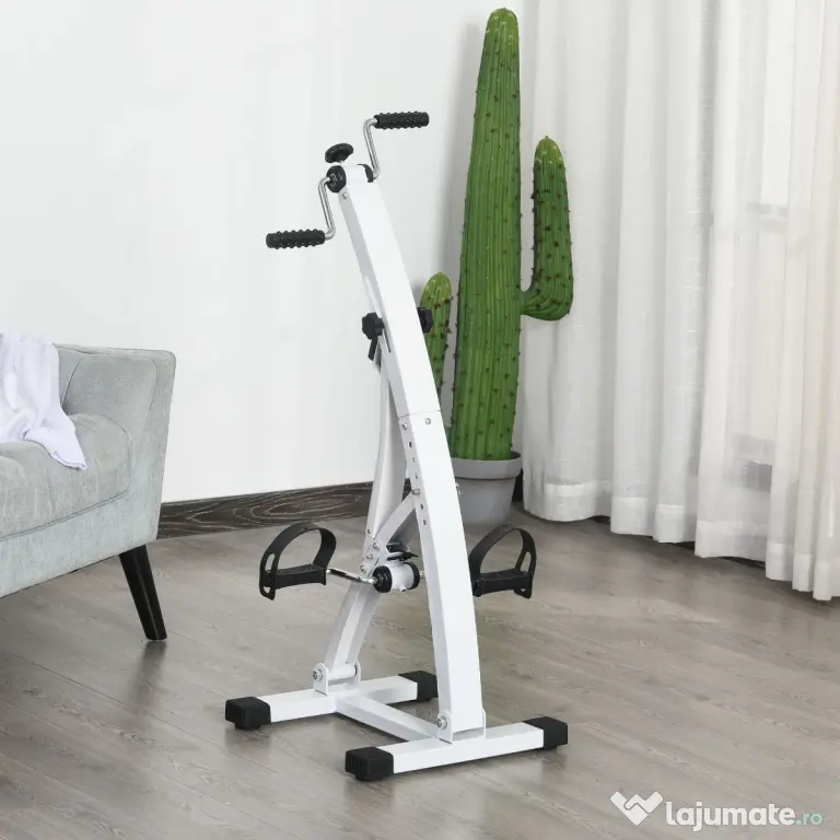 bicicleta fitness, cu pedale, reglabila, cu 6 niveluri, HOMCOM Pedale Picioare si Brate Manual | Aosom Romania
