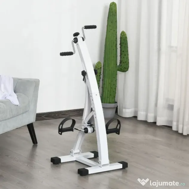 bicicleta fitness, cu pedale, reglabila, cu 6 niveluri, HOMCOM Pedale Picioare si Brate Manual | Aosom Romania