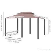 Outsunny Foisor din Otel cu Acoperis Dublu si Perdele Impermeabile culoare kaki 4 x 3 m | Aosom Romania 