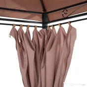 Outsunny Foisor din Otel cu Acoperis Dublu si Perdele Impermeabile culoare kaki 4 x 3 m | Aosom Romania 