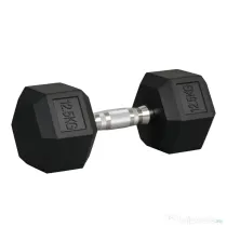 HOMCOM Ganteră de 12.5 kg Hexagonală Unică cu Mâner Antiderapant Negru | Aosom Romania