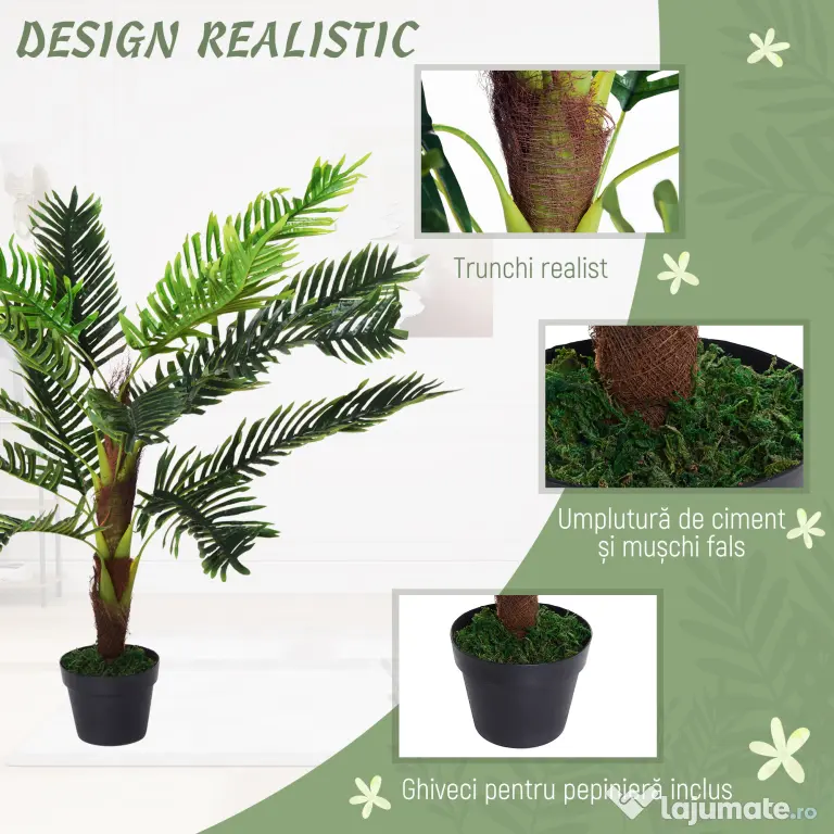 Outsunny Planta Artificiala Palmier Cycas 123cm