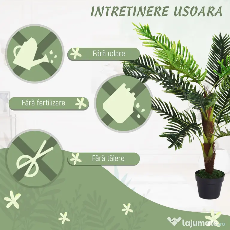 Outsunny Planta Artificiala Palmier Cycas 123cm