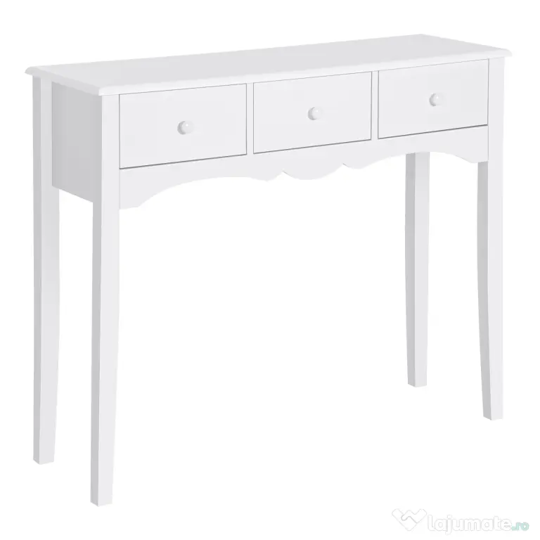 HOMCOM Masă Consolă Modernă cu 3 Sertare, Consolă de Intrare din MDF, pentru Hol, Sufragerie, 100x32x85 cm, Alb | Aosom Romania