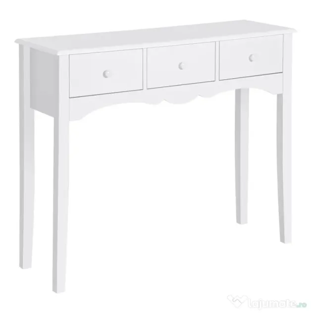 HOMCOM Masă Consolă Modernă cu 3 Sertare, Consolă de Intrare din MDF, pentru Hol, Sufragerie, 100x32x85 cm, Alb | Aosom Romania