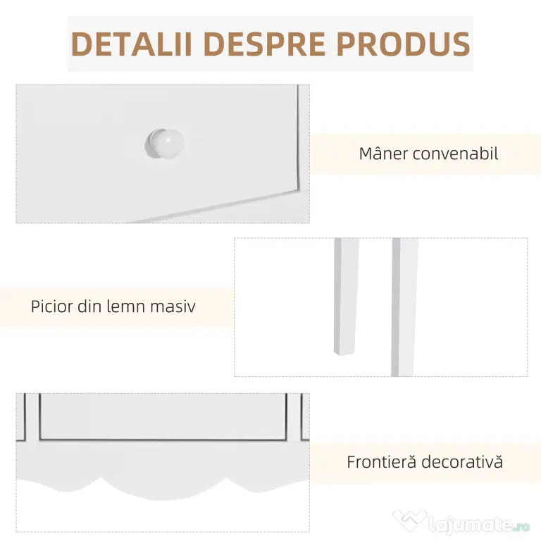 HOMCOM Masă Consolă Modernă cu 3 Sertare, Consolă de Intrare din MDF, pentru Hol, Sufragerie, 100x32x85 cm, Alb | Aosom Romania