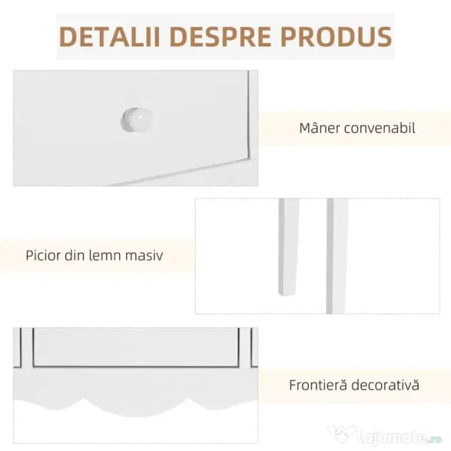 HOMCOM Masă Consolă Modernă cu 3 Sertare, Consolă de Intrare din MDF, pentru Hol, Sufragerie, 100x32x85 cm, Alb | Aosom Romania