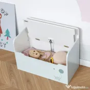 HOMCOM Bancă de Depozitare Portabilă pentru Jucării 2 în 1, Ladă cu Spătar pentru Copii de 3-6 Ani, 60x30x50 cm, Albastru | Aosom Romania 
