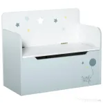 HOMCOM Bancă de Depozitare Portabilă pentru Jucării 2 în 1, Ladă cu Spătar pentru Copii de 3-6 Ani, 60x30x50 cm, Albastru