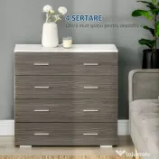 HOMCOM Comodă Modernă cu 4 Sertare, Manere din Aluminiu, Structură din Lemn, 76x35x72 cm, Alb și Gri | Aosom Romania