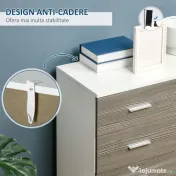 HOMCOM Comodă Modernă cu 4 Sertare, Manere din Aluminiu, Structură din Lemn, 76x35x72 cm, Alb și Gri | Aosom Romania
