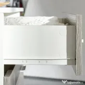 HOMCOM Comodă Modernă cu 4 Sertare, Manere din Aluminiu, Structură din Lemn, 76x35x72 cm, Alb și Gri | Aosom Romania