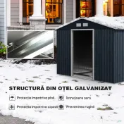 Sopron de Gradina Outsunny, Usi Duble Glisante, Tabla de Otel, 277x195x192cm, Gri | Aosom Romania 