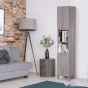 Kleankin Coloană Baie 2 Dulapuri 2 Rafturi Deschise MDF Suprafață Netedă 30x32x172.5cm Culoare Lemn | Aosom Romania 
