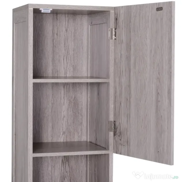 Kleankin Coloană Baie 2 Dulapuri 2 Rafturi Deschise MDF Suprafață Netedă 30x32x172.5cm Culoare Lemn | Aosom Romania