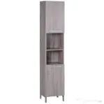 Kleankin Dulap Coloană de Baie, Mobilier Vertical din MDF cu Suprafață Netedă, Dulap Înalt cu Rafturi și Uși pentru Organizare în Băi Mici