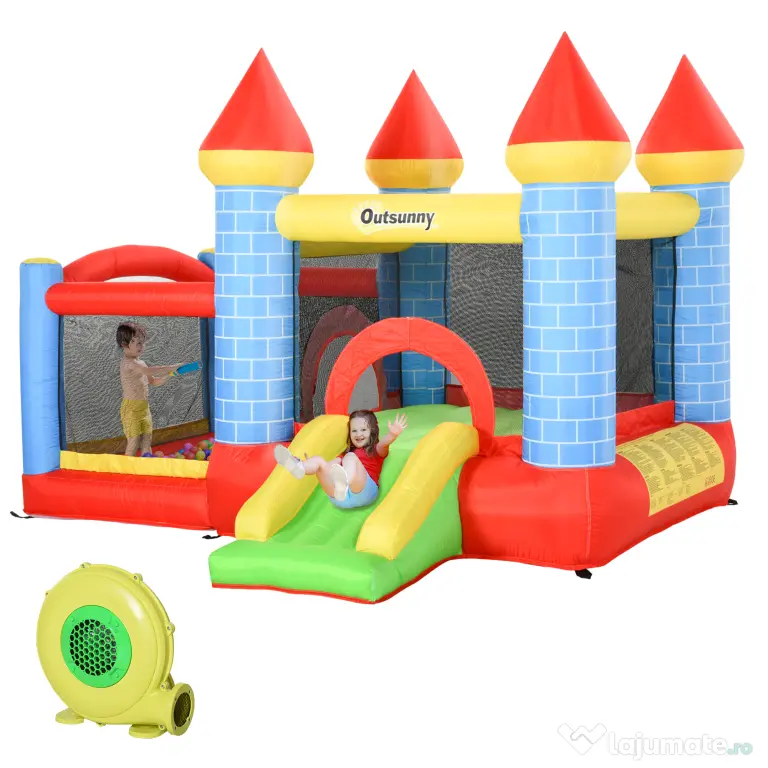 Outsunny Castel Gonflabil cu Trambulină, Tobogan, pentru Petreceri Copii, 280x260x210cm, Multicolor | Aosom Romania