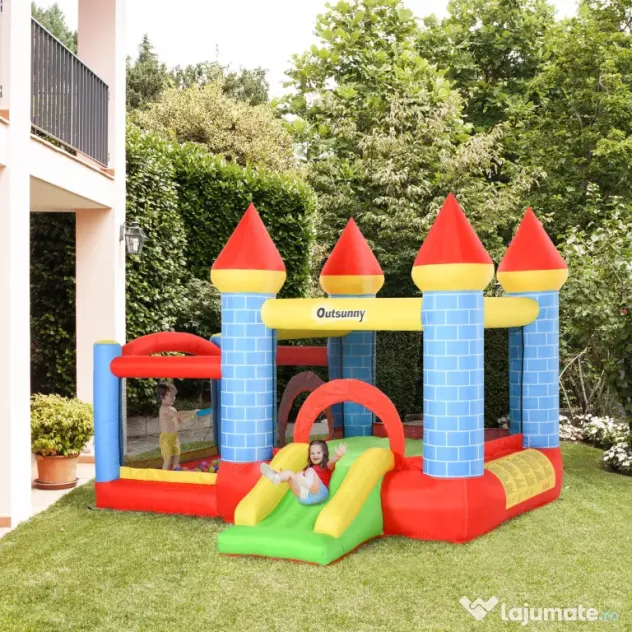 Outsunny Castel Gonflabil cu Trambulină, Tobogan, pentru Petreceri Copii, 280x260x210cm, Multicolor | Aosom Romania