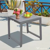 Outsunny masuta exterior, blat sticla, 50x50x50cm, gri 