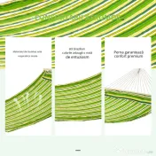 Outsunny hamac dublu cu perne, 2,84×1,4 m, verde si galben
