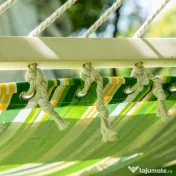 Outsunny hamac dublu cu perne, 2,84×1,4 m, verde si galben