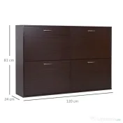 HOMCOM Pantofar cu Rafturi Reglabile din PAL, 120x24x81 cm, Maro | Aosom Romania